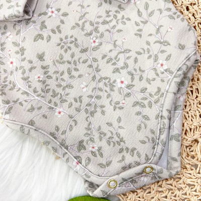 Conj. Body Manga Longa Floral e Calça Anarruga - Verde